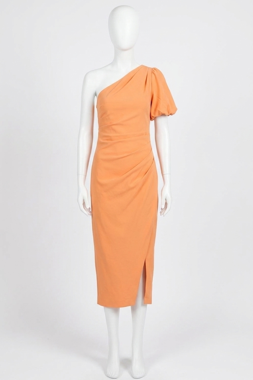 NEW RALPH LAUREN one shoulder cocktail dress in peach